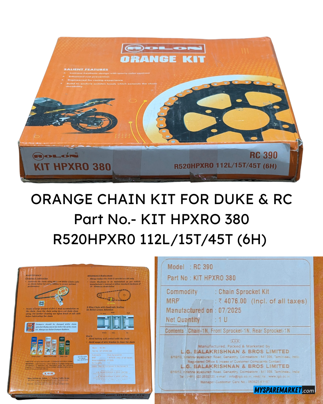 Chain Kit - KTM 390cc - Regular / Brass / Orange