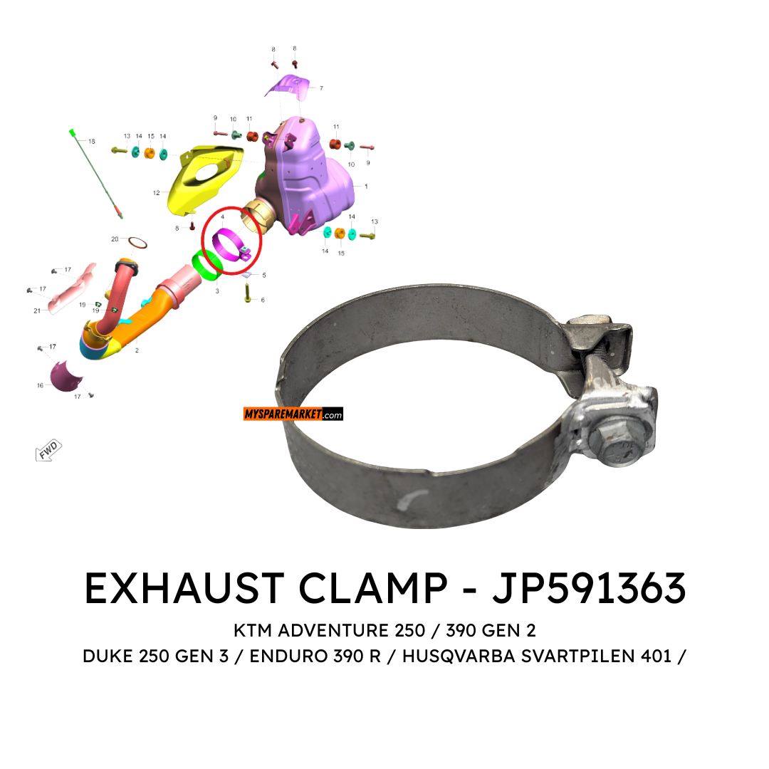 EXHAUST CLAMP - JP591363 (GEN 3 DUKE & ADVENTURE GEN 2, ENDURO)