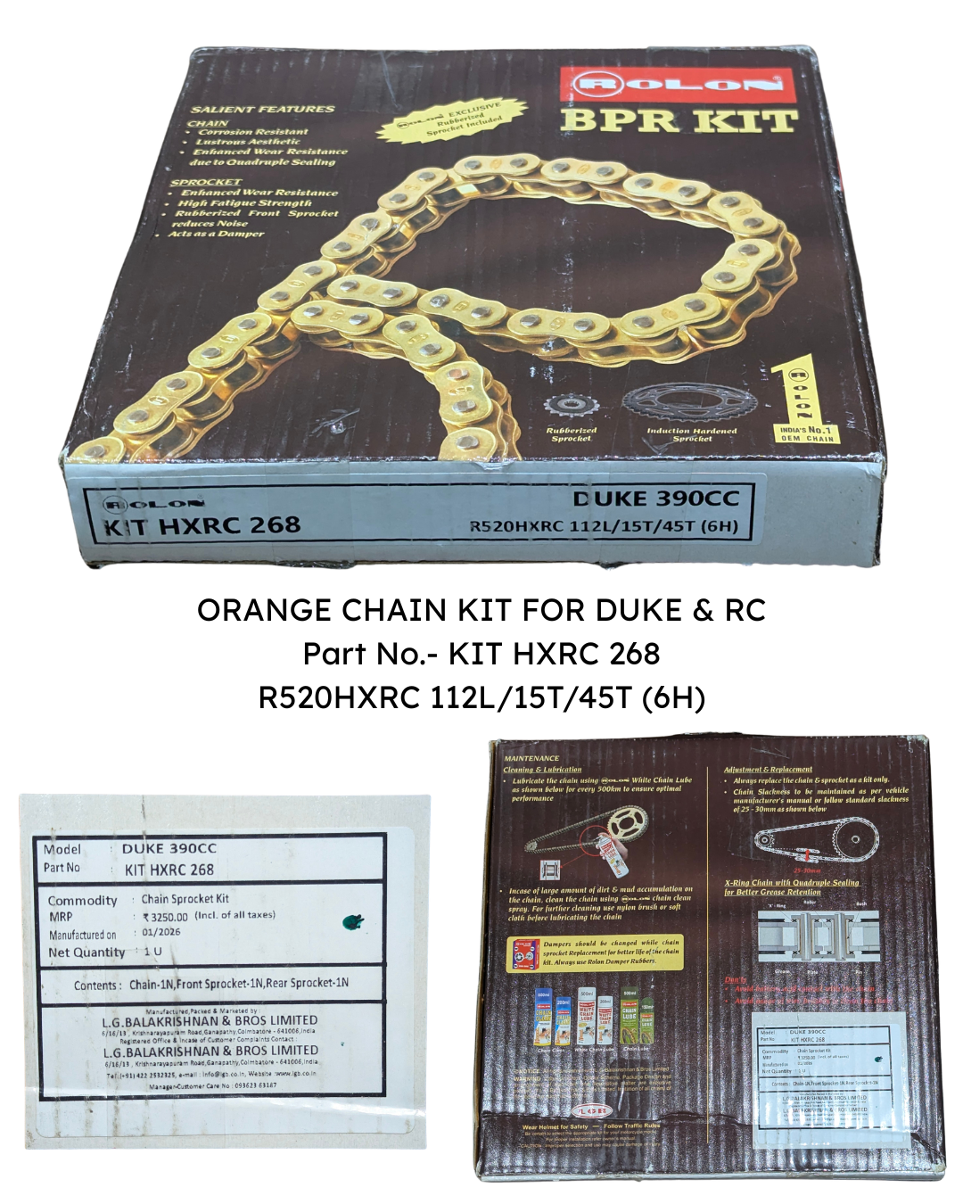 Chain Kit - KTM 390cc - Regular / Brass / Orange