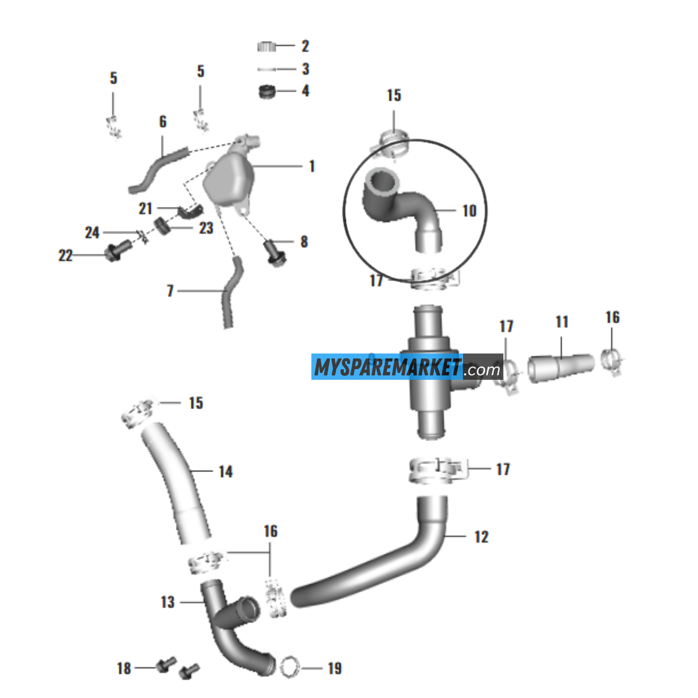 HOSE COOLANT THERM-RAD-JP601212