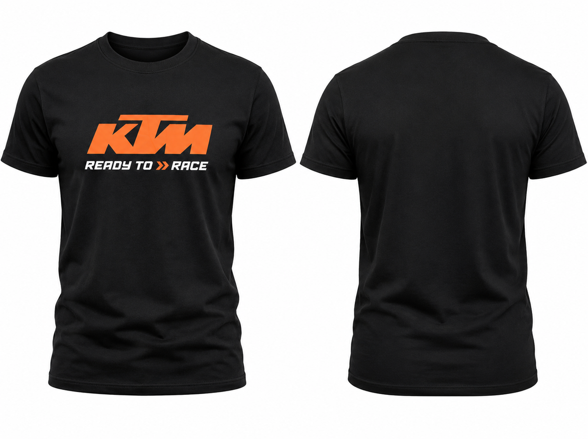 Cotton Signature Crew Neck T-Shirt – BLACK WITH ORANGE LOGO