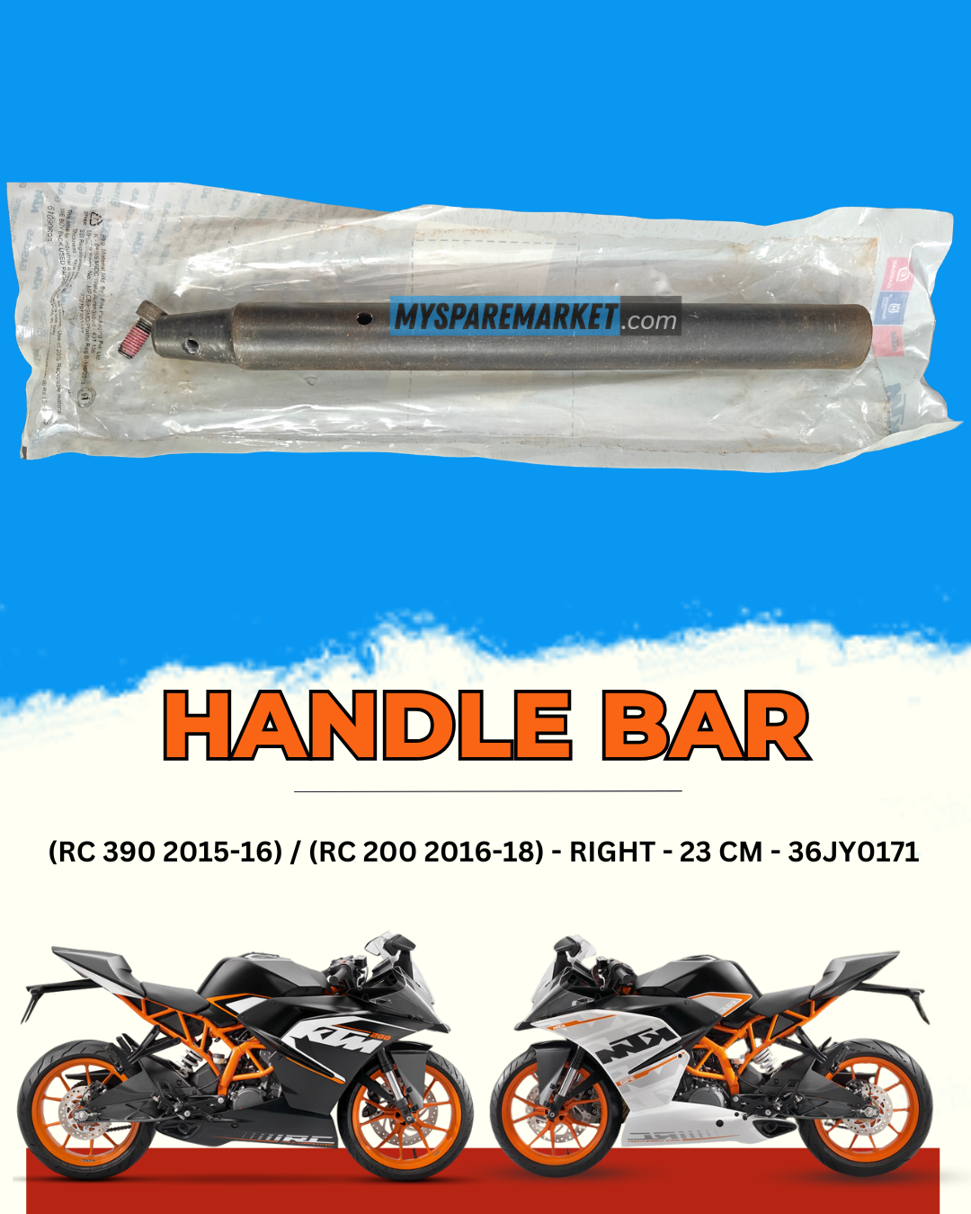 HANDLE BAR - (RC 390 2015-16) / (RC 200 2016-18) Models 23 Cm