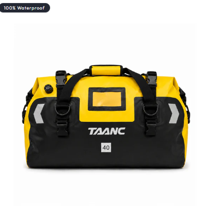 TAANC 40L Waterproof Motorcycle Tail Bag For Bike Touring, Adventure Riding, Camping & Travel | Universal Rear Seat Luggage | Terra Series | Yellow Black