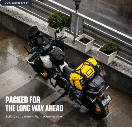 TAANC 40L Waterproof Motorcycle Tail Bag For Bike Touring, Adventure Riding, Camping & Travel | Universal Rear Seat Luggage | Terra Series | Yellow Black