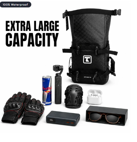 TAANC Terra Series Multi Use Adventure Bag 8L - Waterproof Motorcycle Crash Bar / Tail / Rear Rack Bag Carbon Black