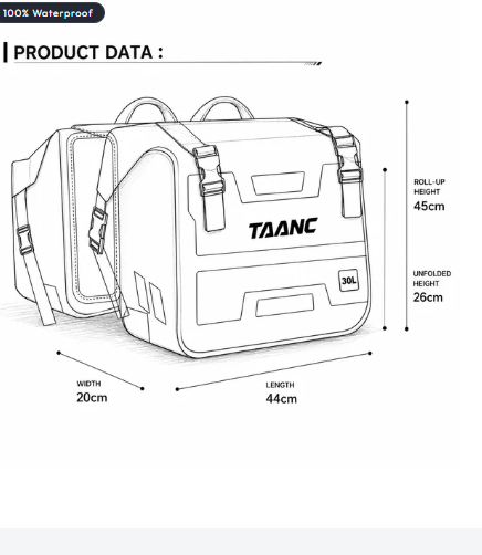 TAANC Terra Series Waterproof Motorcycle Saddle Bags 30L X 2- Adventure Touring Side Luggage Bags - Yellow