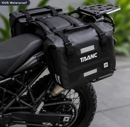 TAANC Terra Series Waterproof Motorcycle Saddle Bags 30L X 2- Adventure Touring Side Luggage Bags - Black