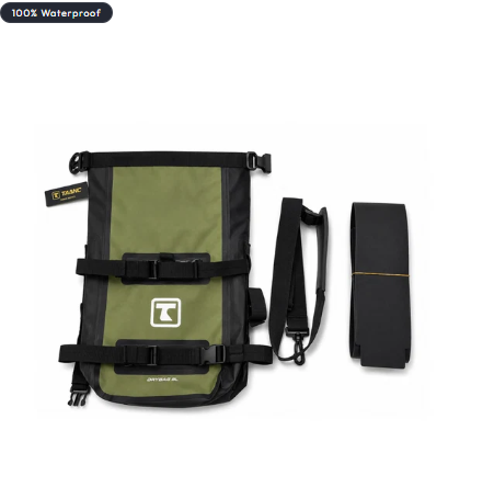 TAANC Terra Series Multi Use Adventure Bag 8L - Waterproof Motorcycle Crash Bar / Tail / Rear Rack Bag Green Black