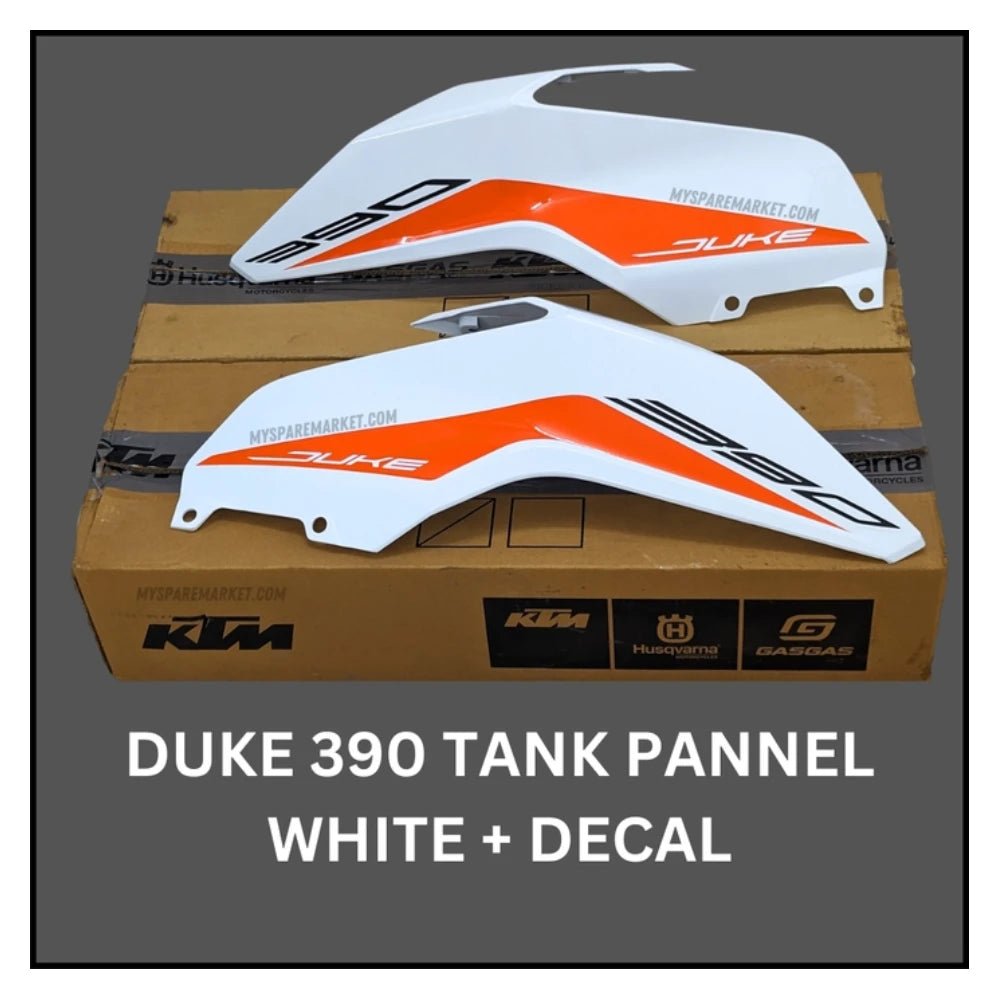 TANK PANNEL - DUKE 390 - WHITE + DECAL - 52JP0885 + 52JP0887