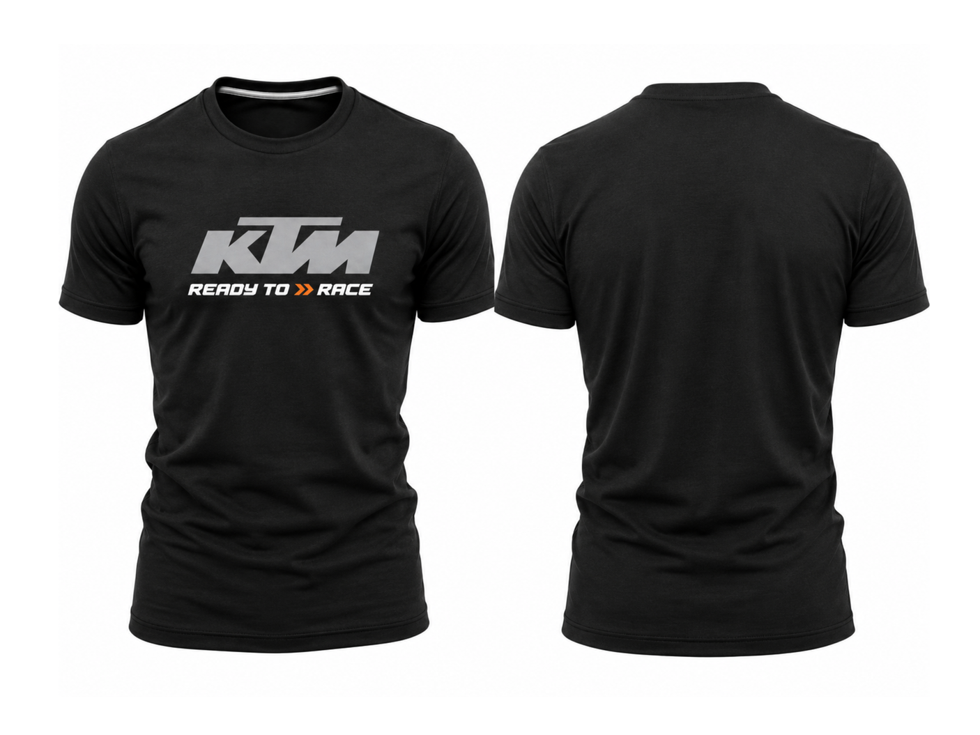 Cotton Signature Crew Neck T-Shirt – BLACK WITH GREY LOGO