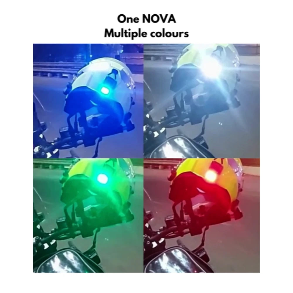 NOVA - HELMET LIGHT (Multipurpose light with 4 Colors Red, Green, Blue, White)