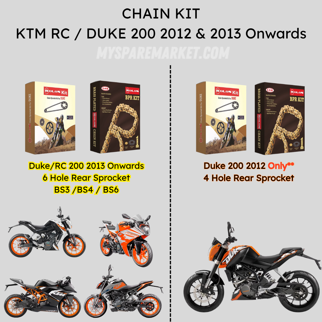 Chain Kit - KTM RC / DUKE 200 (6 Hole & 4 Hole Sprocket) - MySpareMarket