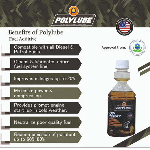 PolyLube Fuel Additive For All Type Of Fuels (Petrol, Diesel & Bio-diesel) 200 ml Pack
