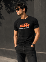 Cotton Signature Crew Neck T-Shirt – BLACK WITH ORANGE LOGO