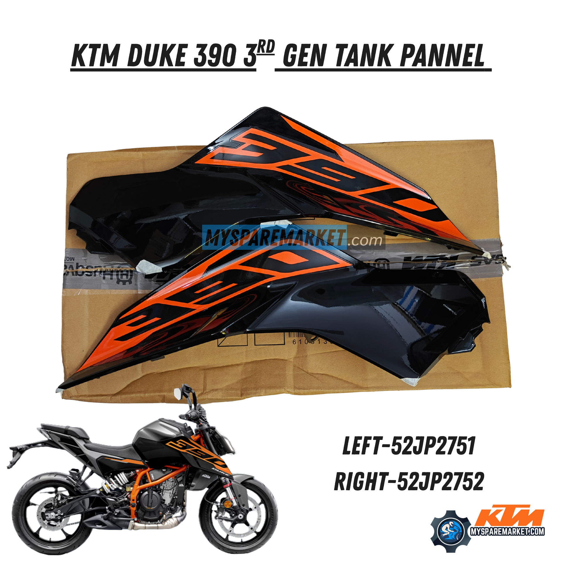 DUKE 390 3RD GEN TANK PANNEL-BLACK – MySpareMarket
