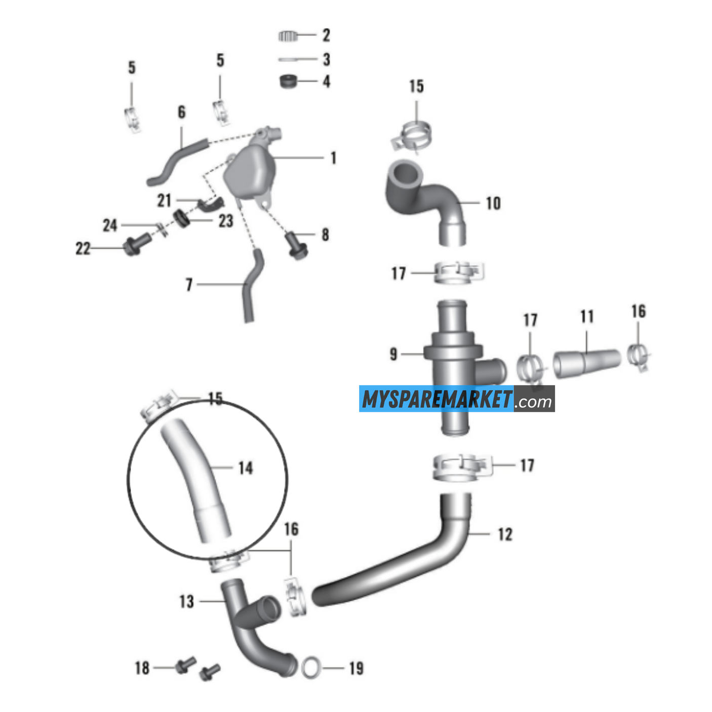 HOSE COOLANT-RAD TO T PIPE-JY601226