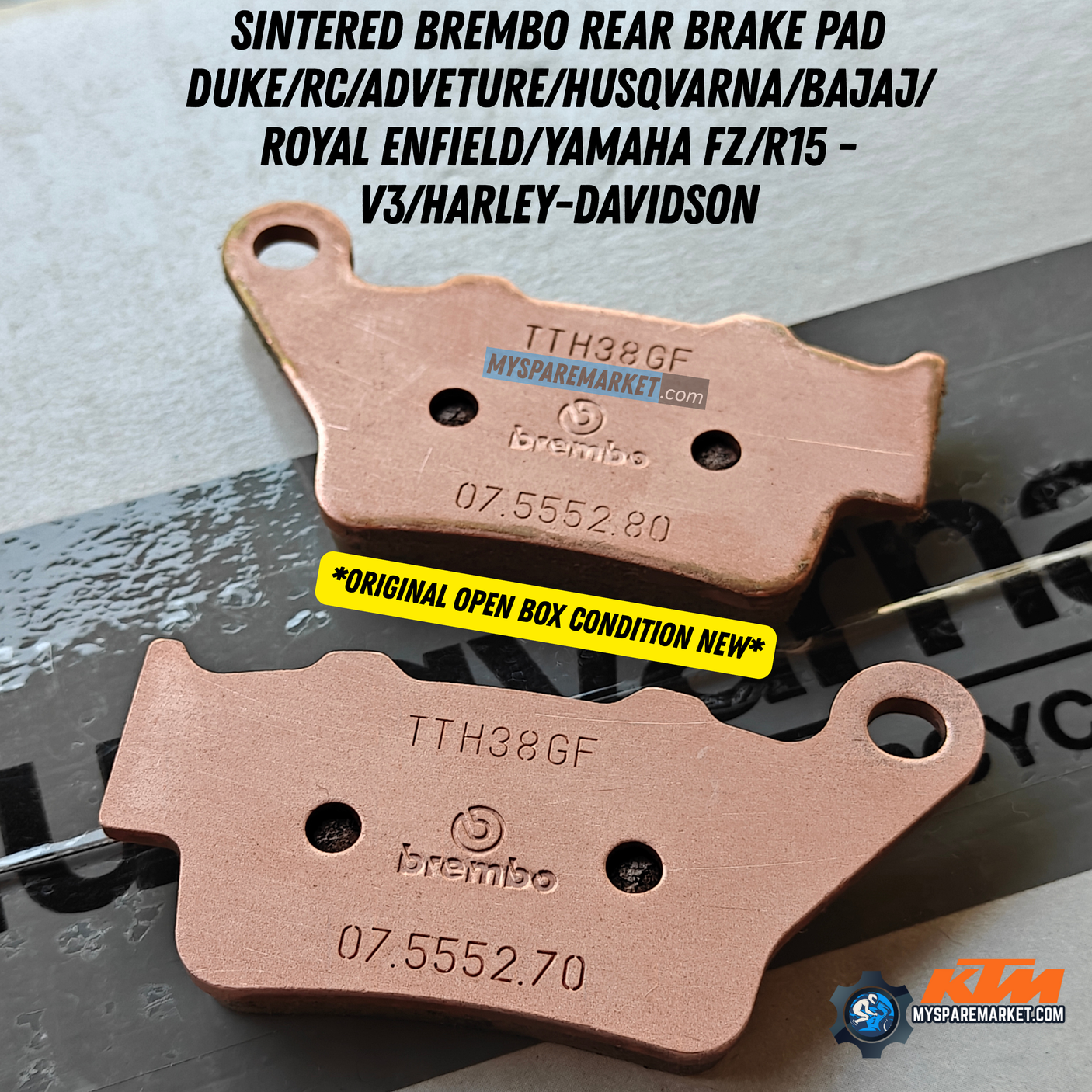 SINTERED BREMBO REAR BRAKE PAD-DUKE/RC/ADVENTURE/HUSQVARNA/Bajaj/Royal Enfield/Yamaha FZ/R15 -V3/Harley-Davidson