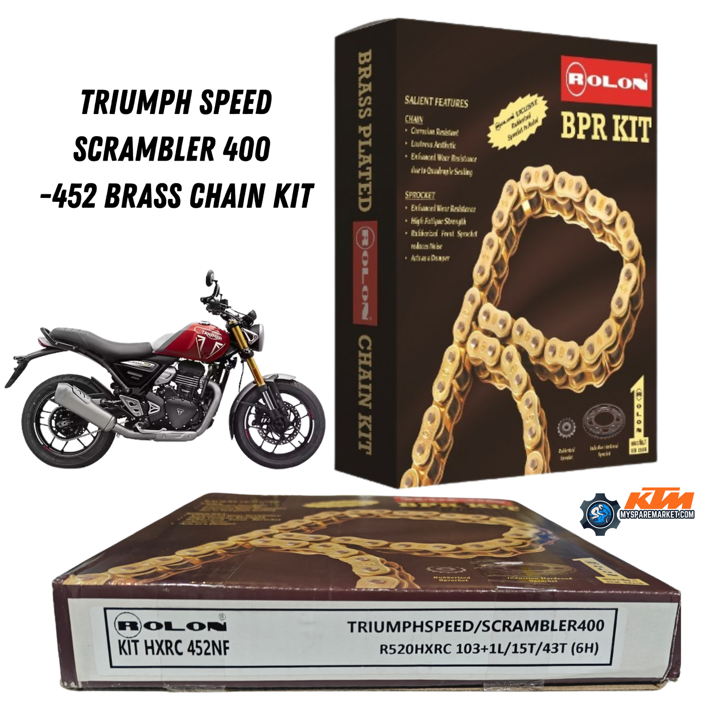 TRIUMPH SPEED SCRAMBLER 400 -452 BRASS CHAIN KIT