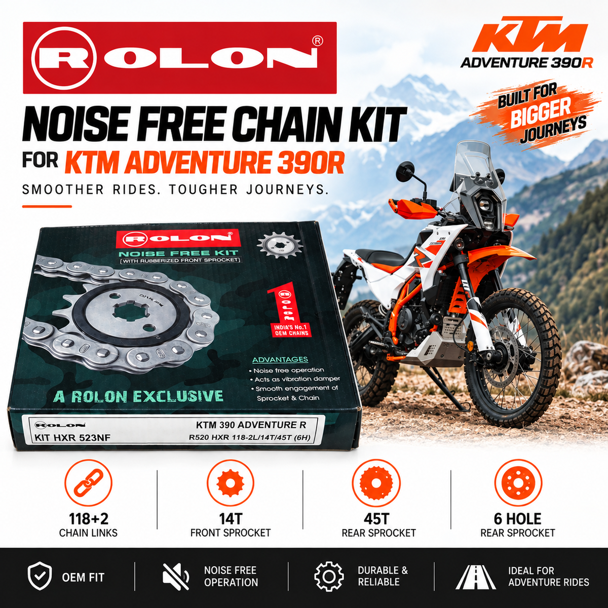 Chain Kit – Noise Free | KTM Adventure 390 R Gen 2 (2025 Onwards)