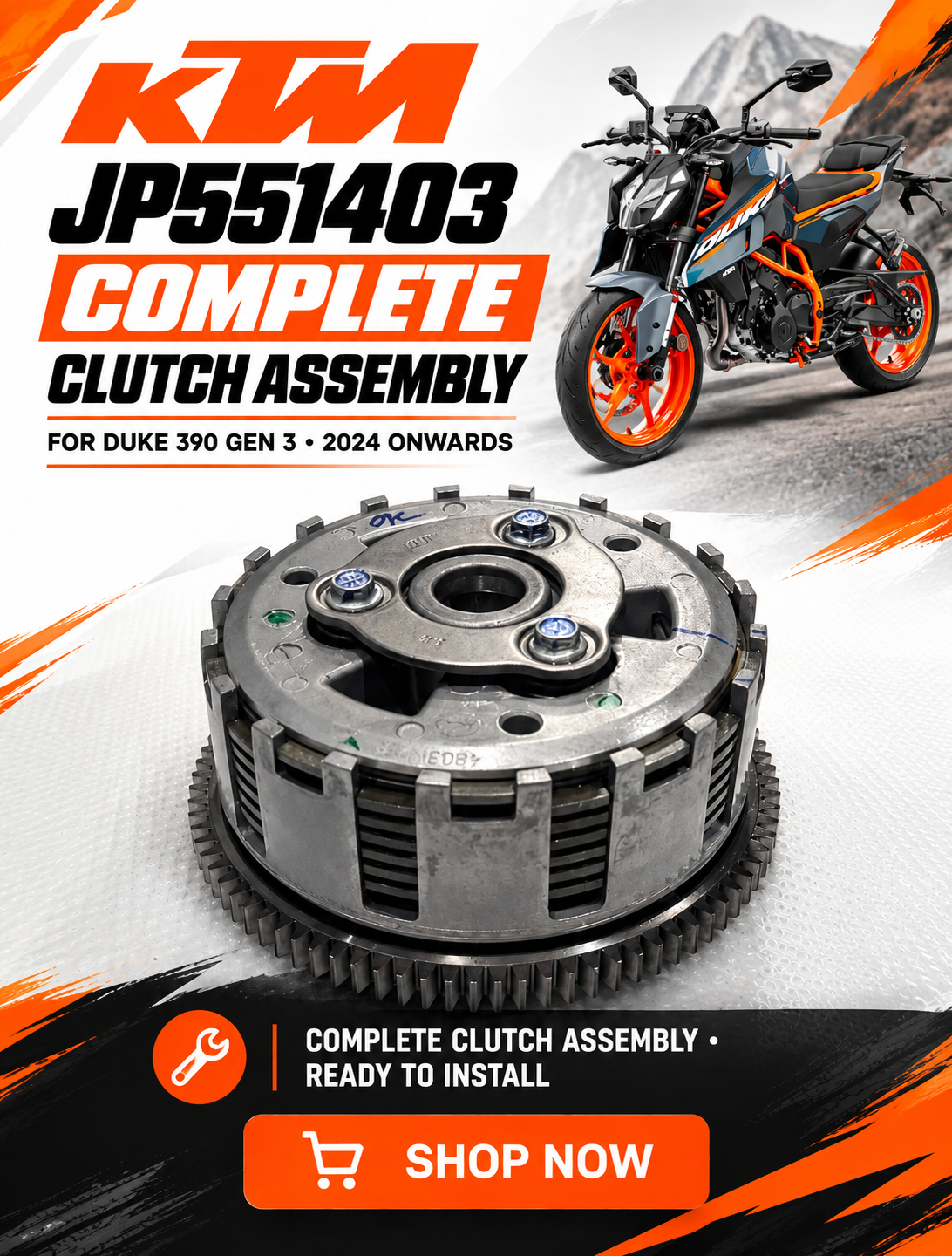 Complete Clutch Assembly -JP551403 duke 390 Gen 3 2024 onwards