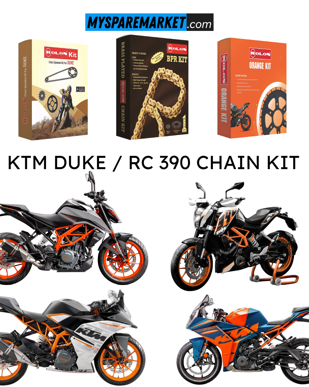 Chain Kit - KTM 390cc - Regular / Brass / Orange
