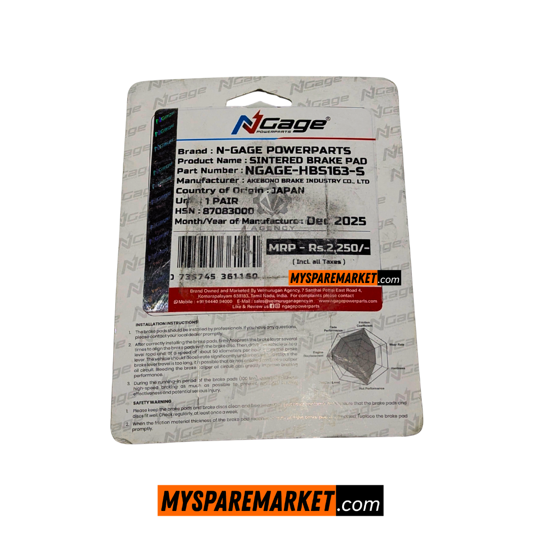 Ngage Sintered Rear Brake Pad - KTM (HBS163)
