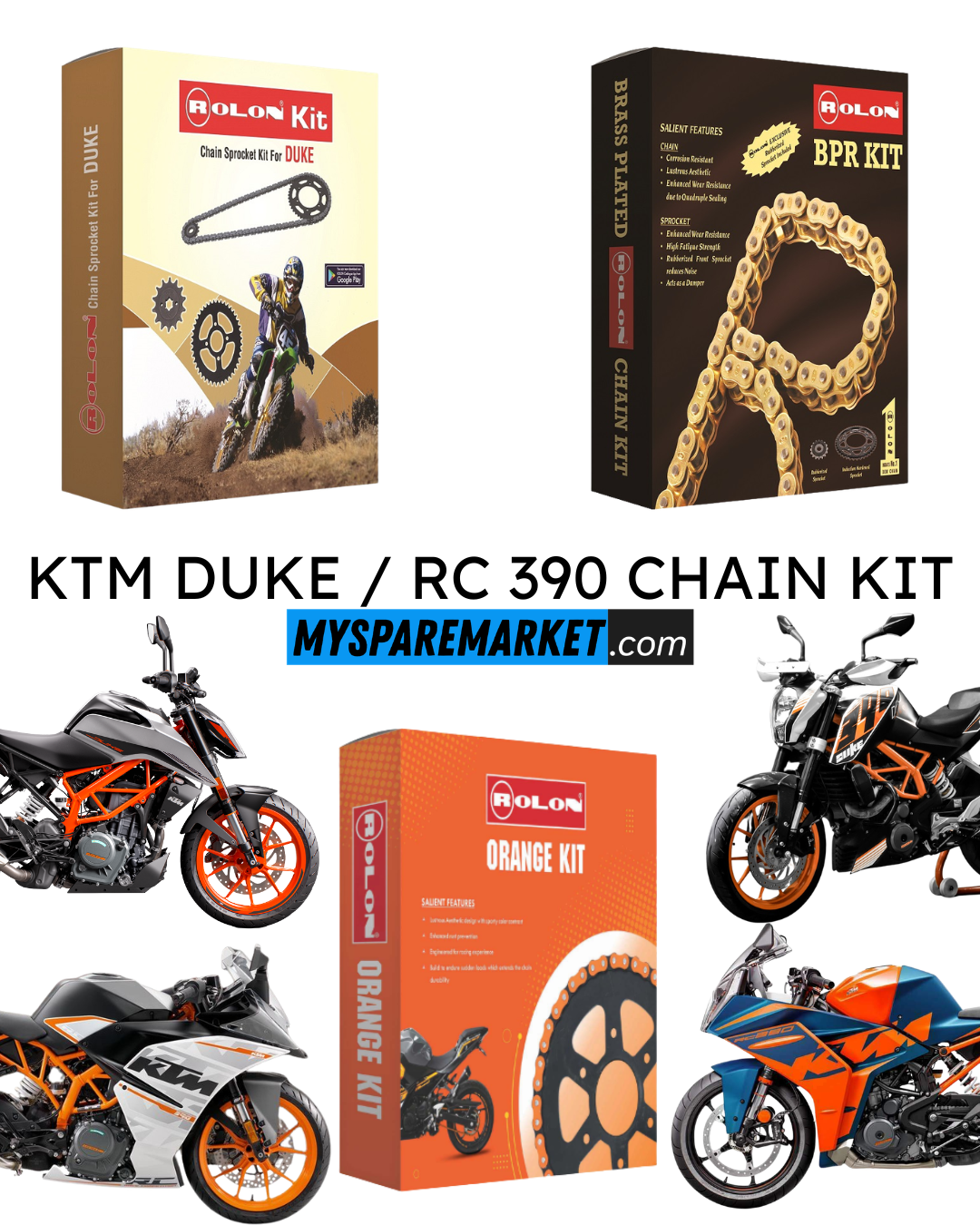 Chain Kit - KTM 390cc - Regular / Brass / Orange