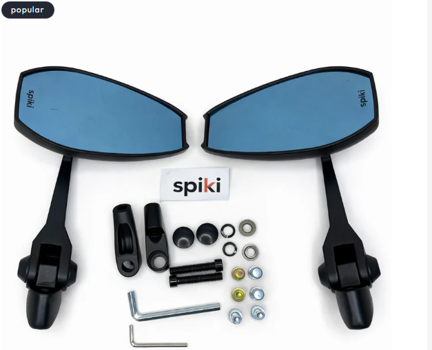 SPIKI Napoleon Ray Mirrors (Pair) | Anti-Glare Oval Mirrors with Short Stem | Anti-Shock | Universal Fit for Motorcycles & Scooters