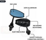 SPIKI Napoleon Ray Mirrors (Pair) | Anti-Glare Oval Mirrors with Short Stem | Anti-Shock | Universal Fit for Motorcycles & Scooters