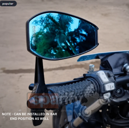 SPIKI Napoleon Ray Mirrors (Pair) | Anti-Glare Oval Mirrors with Short Stem | Anti-Shock | Universal Fit for Motorcycles & Scooters