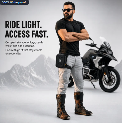 TAANC WP Waterproof Motorcycle Thigh Bag /- TPU Riding Leg Bag For Adventure Touring, Hiking & Travel - Black