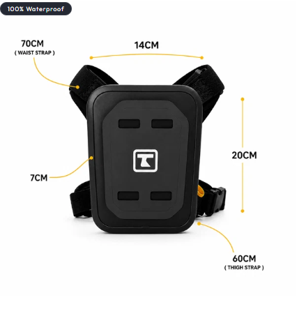 TAANC WP Waterproof Motorcycle Thigh Bag /- TPU Riding Leg Bag For Adventure Touring, Hiking & Travel - Black