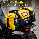 TAANC 40L Waterproof Motorcycle Tail Bag For Bike Touring, Adventure Riding, Camping & Travel | Universal Rear Seat Luggage | Terra Series | Yellow Black