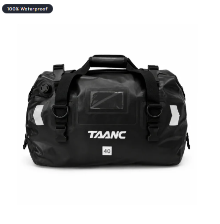 TAANC 40L Waterproof Motorcycle Tail Bag For Bike Touring, Adventure Riding, Camping & Travel | Universal Rear Seat Luggage | Terra Series | Black