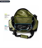 TAANC 40L Waterproof Motorcycle Tail Bag For Bike Touring, Adventure Riding, Camping & Travel | Universal Rear Seat Luggage | Terra Series | Green /Black