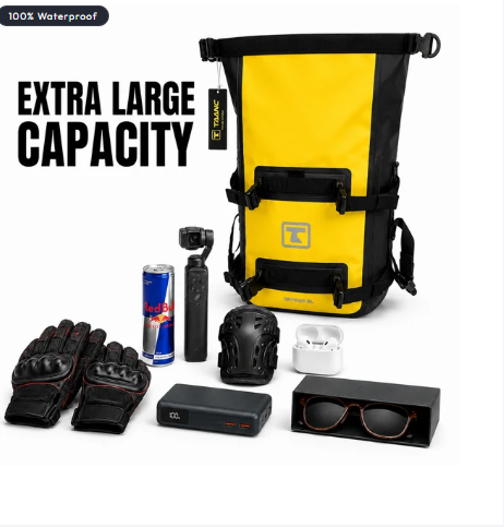 TAANC Terra Series Multi Use Adventure Bag 8L - Waterproof Motorcycle Crash Bar / Tail / Rear Rack Bag Yellow Black