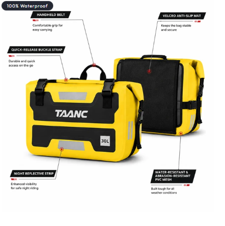 TAANC Terra Series Waterproof Motorcycle Saddle Bags 30L X 2- Adventure Touring Side Luggage Bags - Yellow