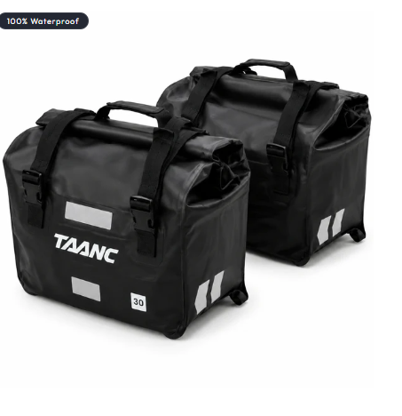 TAANC Terra Series Waterproof Motorcycle Saddle Bags 30L X 2- Adventure Touring Side Luggage Bags - Black