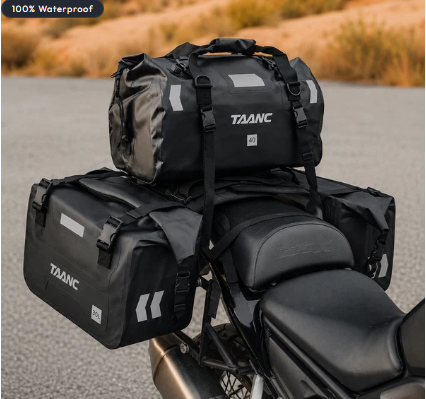 TAANC Terra Series Waterproof Motorcycle Saddle Bags 30L X 2- Adventure Touring Side Luggage Bags - Black