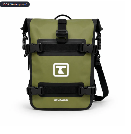 TAANC Terra Series Multi Use Adventure Bag 8L - Waterproof Motorcycle Crash Bar / Tail / Rear Rack Bag Green Black