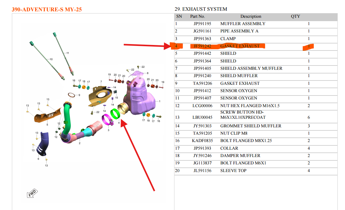 GASKET EXHAUST - JF591242