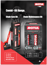 Motul Chain Care Kit — C1 & C2 COMBO 150 ml Each and Microfiber Cloth + Chain Cleaning Brush