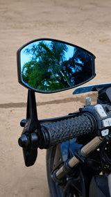 SPIKI Napoleon Ray Mirrors (Pair) | Anti-Glare Oval Mirrors with Short Stem | Anti-Shock | Universal Fit for Motorcycles & Scooters