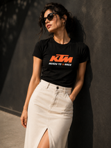 Cotton Signature Crew Neck T-Shirt – BLACK WITH ORANGE LOGO