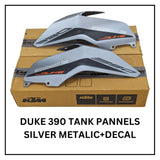 TANK PANNEL - DUKE 390 - SILVER METALIC + DECAL - 52JP0913 (Right) + 52JP0915 (Left)
