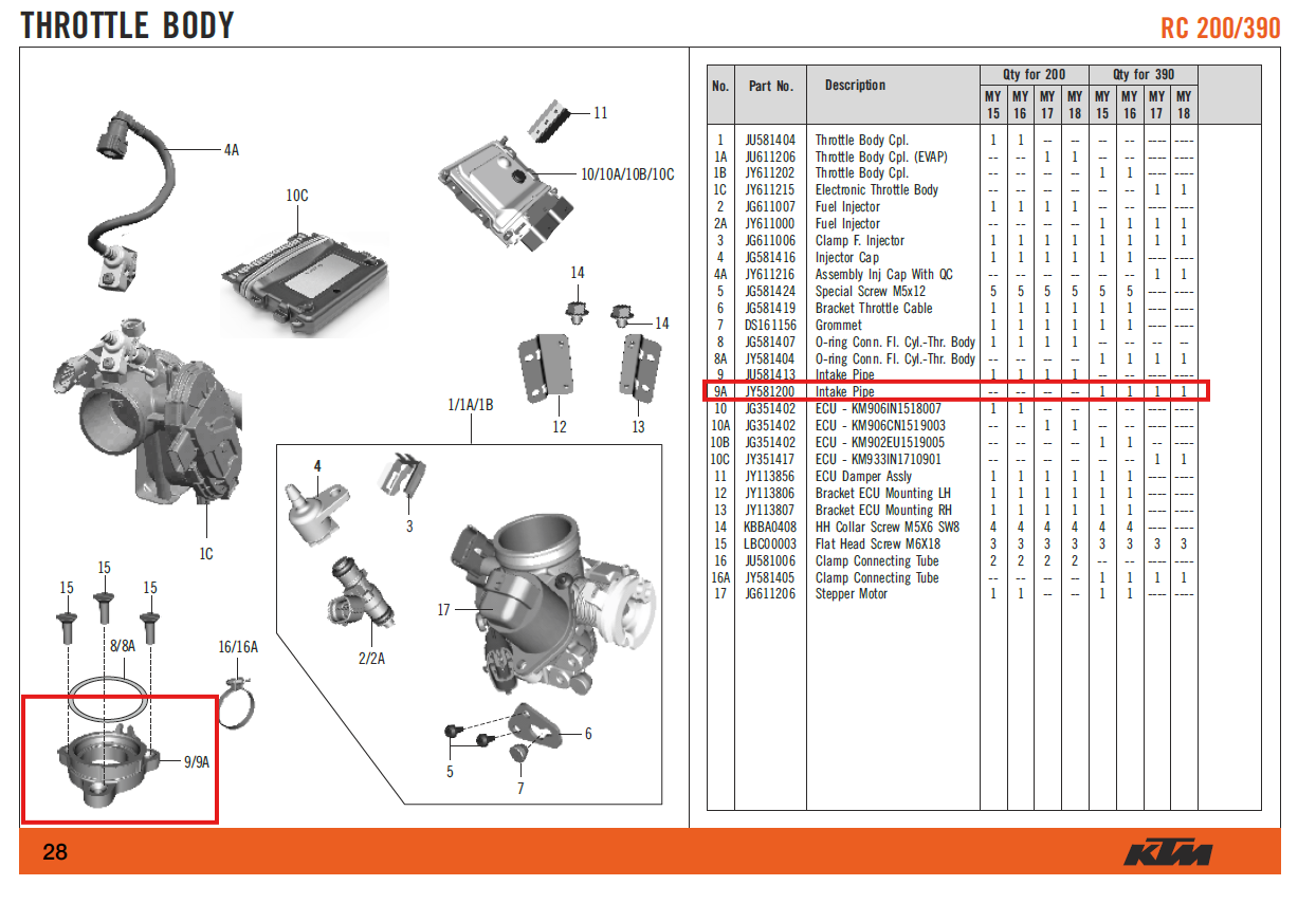 KTM PIPE INTAKE - JY581200