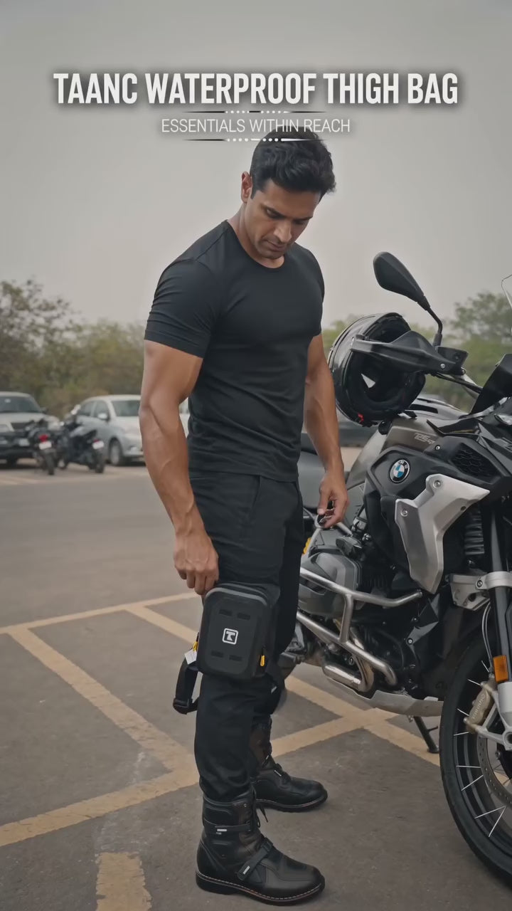 TAANC WP Waterproof Motorcycle Thigh Bag /- TPU Riding Leg Bag For Adventure Touring, Hiking & Travel - Black