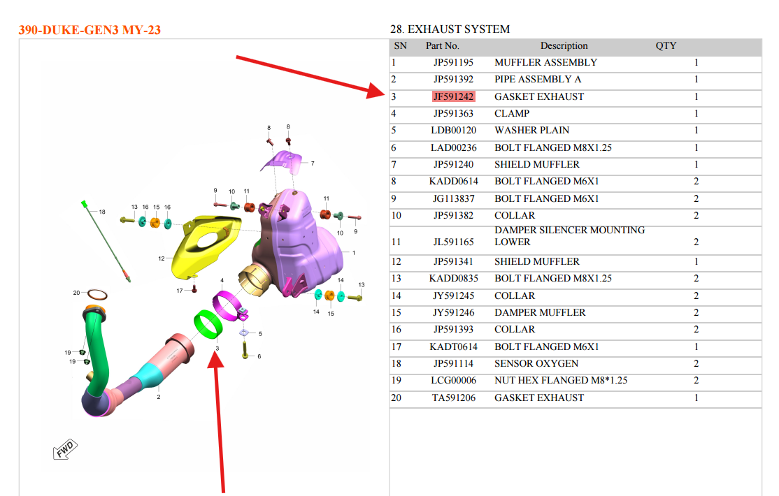 GASKET EXHAUST - JF591242