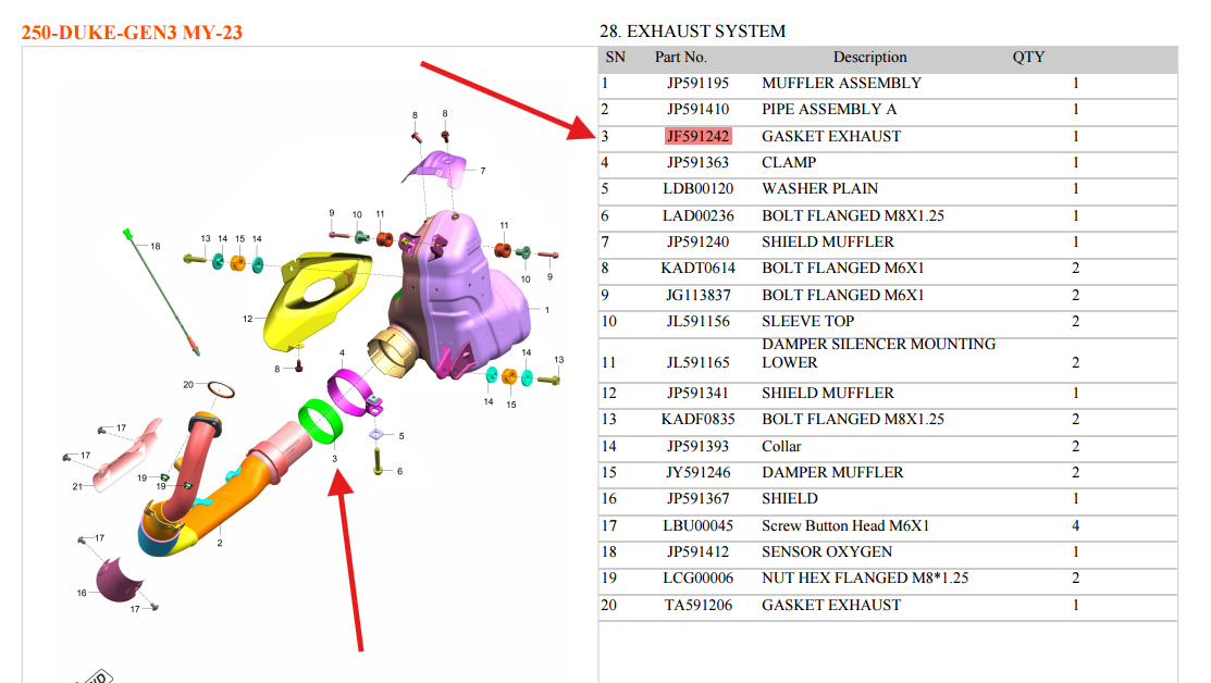 GASKET EXHAUST - JF591242